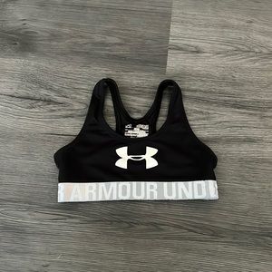 Under Armour Girls Sports Bra Youth Medium Heat Gear Black